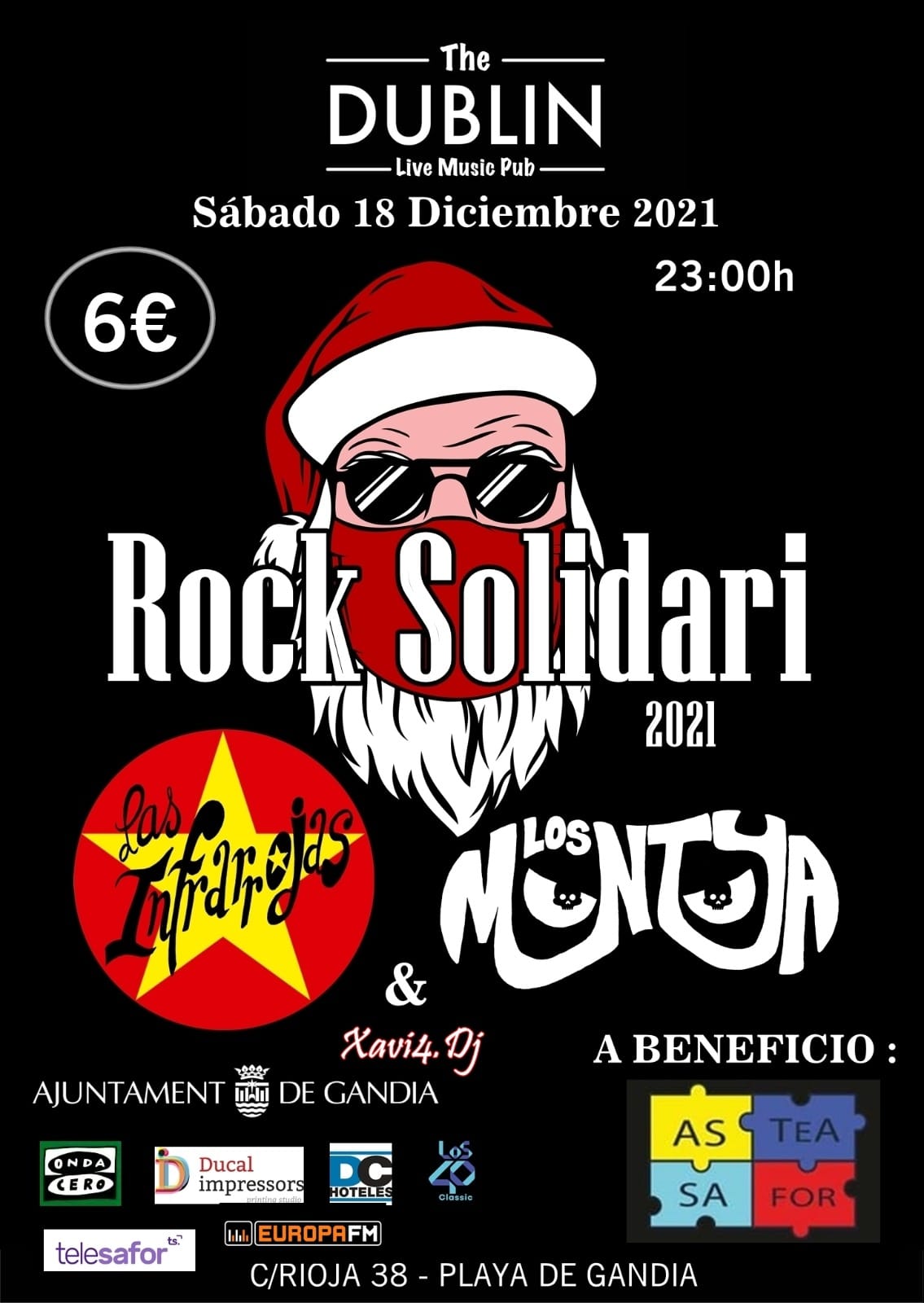Concierto «Rock Solidario» en el pub Dublin de la playa de Gandia