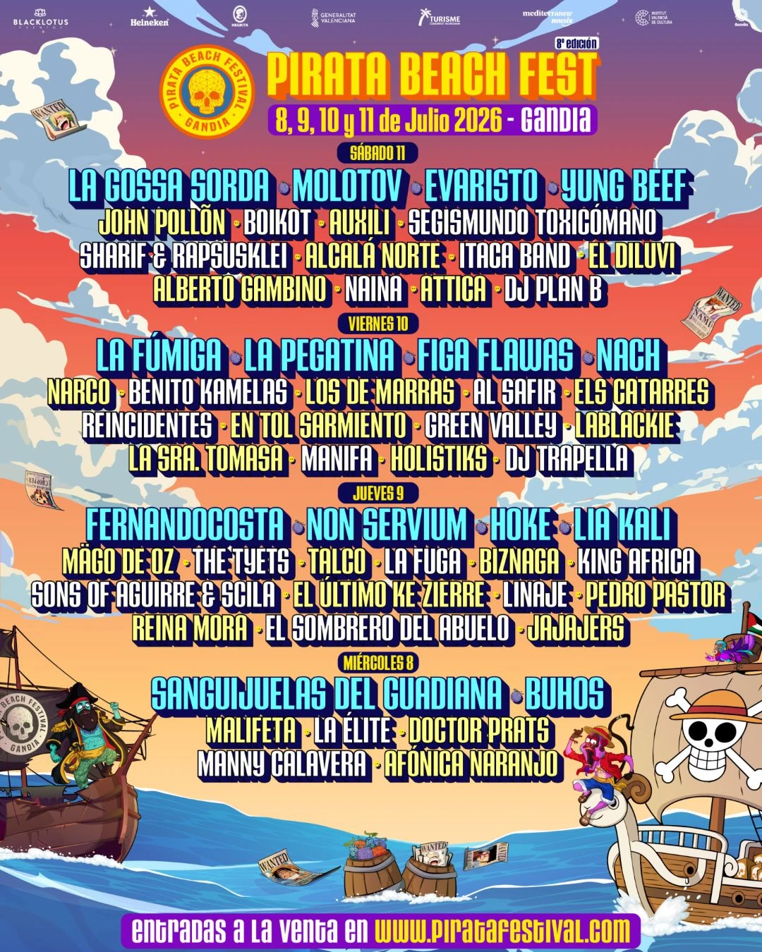 Cartel oficial del Pirata Beach Fest 2026 publicado por Pirata Beach Festival