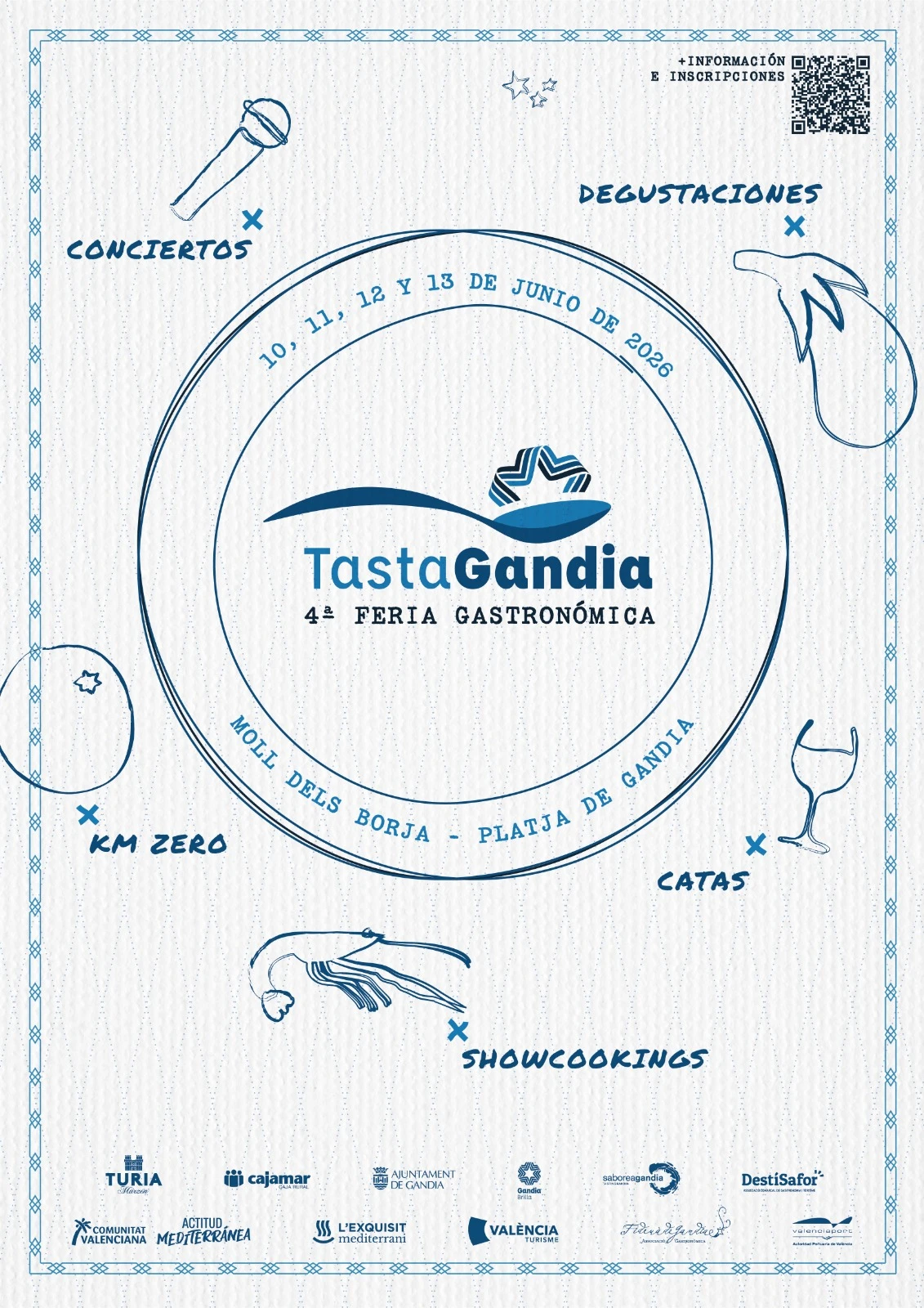 Cartel oficial de Tasta Gandia 2026, 4ª Feria Gastronómica, publicado para la difusión del evento
