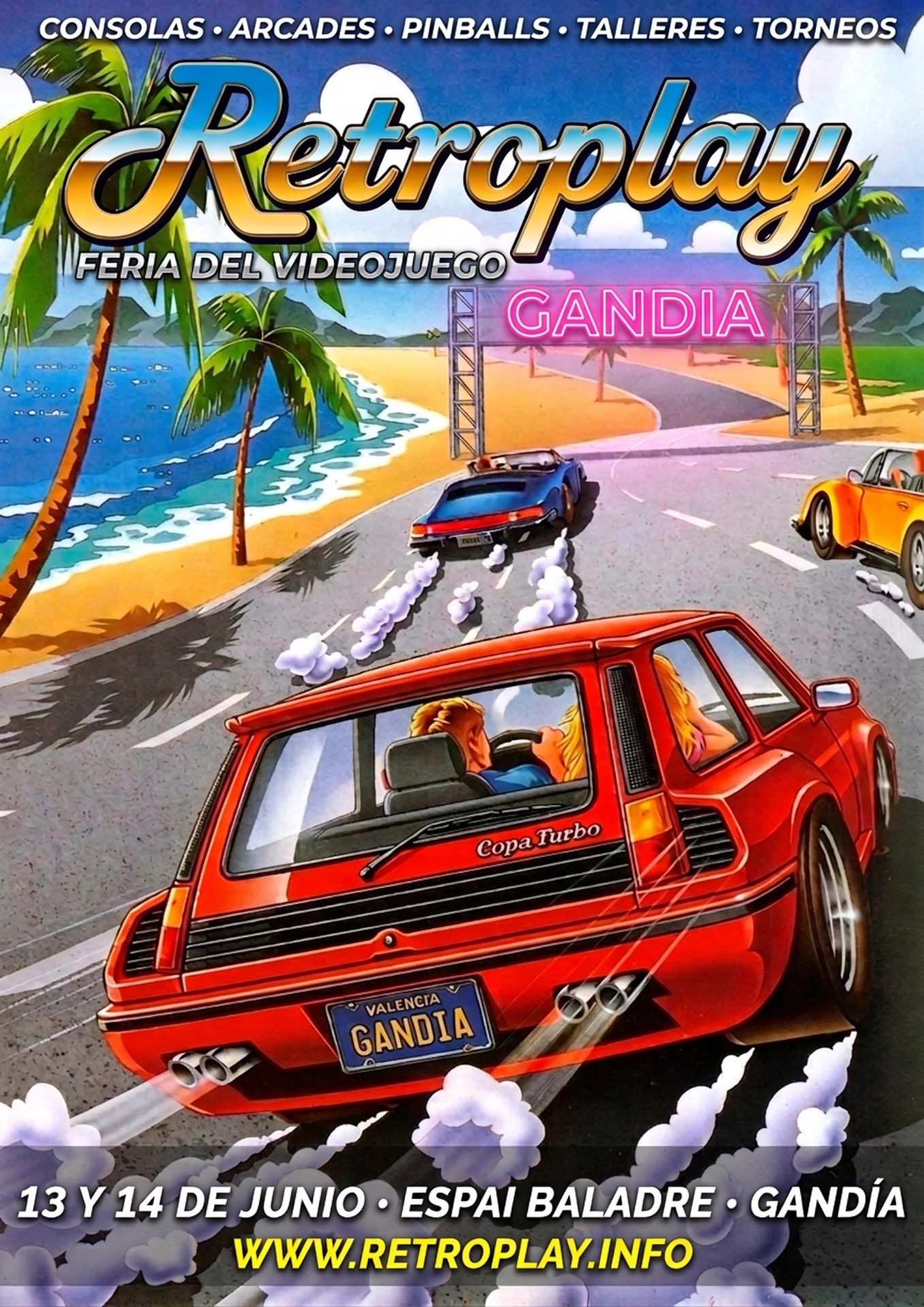 Cartel oficial de Retroplay Gandia publicado para la difusión de la feria del videojuego