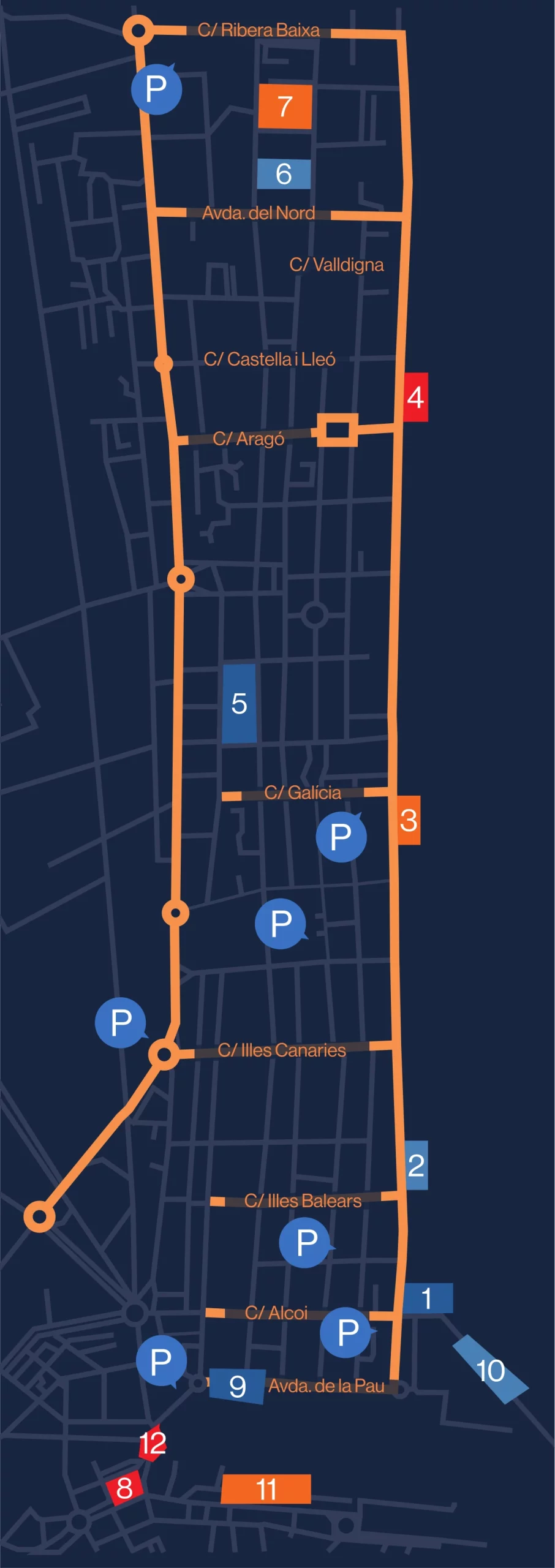 Mapa oficial de escenarios del programa Gandia a la Mar 2026 en Playa de Gandia y el Grau