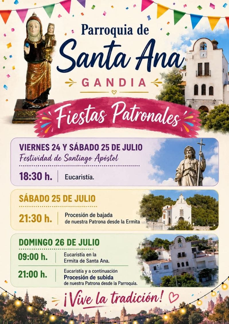 Cartel oficial de las Fiestas Patronales de la Parroquia de Santa Ana de Gandia 2026