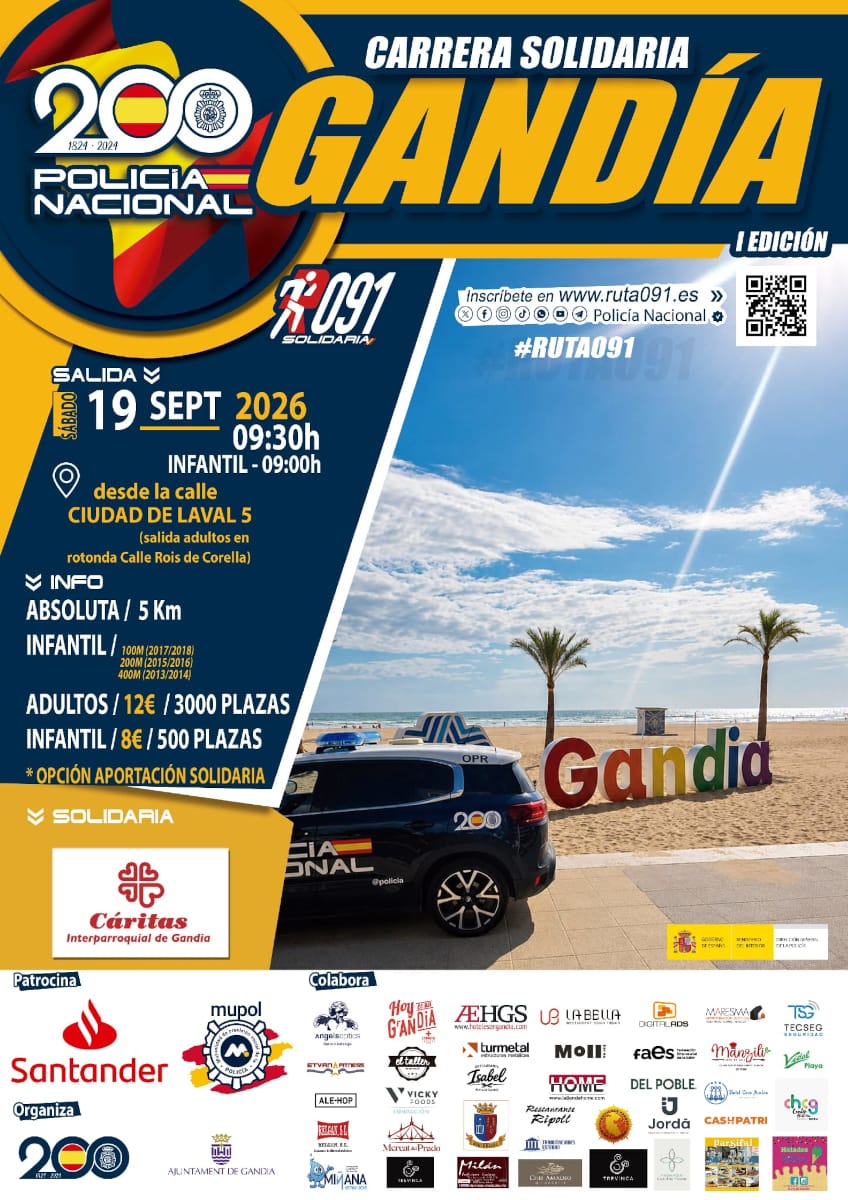 I Carrera Solidaria Ruta 091 en Gandia: cinco kilómetros solidarios a favor de Cáritas