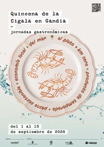 Cartel de la Quincena de la Cigala 2026 en Gandia, del 1 al 15 de septiembre