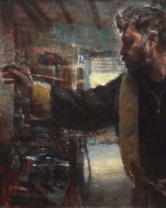 Painting of an artist at an easel used to promote Cuando éramos pintores