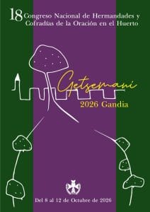 Poster for the 18th National Congress of the Oración en el Huerto brotherhoods, Getsemaní 2026 Gandia