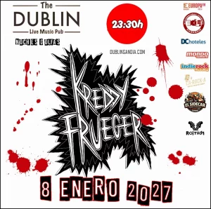 Cartel del concierto de KREDDY FRUGER en The Dublin Gandia