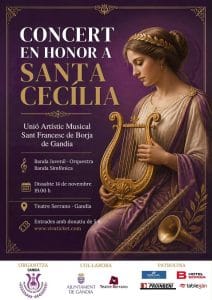 Affiche du concert en l'honneur de sainte Cécile de l'UAM Sant Francesc de Borja, le 14 novembre au Teatre Serrano de Gandia.