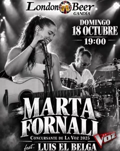 Affiche du concert de Marta Fornali et Luis El Belga au London Beer Gandia.