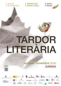 Cartel del ciclo Tardor Literària 2026 de Gandia, organizado por el Ajuntament y el IMAB.