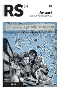 Portada del Anuario 14 de la Revista de la Safor con una ilustración de una mujer leyendo a un grupo de niños.