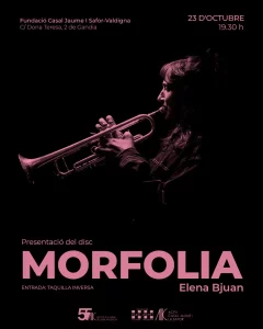 Cartel de la presentación del disco Morfolia de Elena Bjuan en la Fundació Casal Jaume I de Gandia.