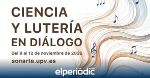 Affiche de SONARTE : science et lutherie en dialogue, avec les dates du 9 au 12 novembre 2026 et le site sonarte.upv.es.